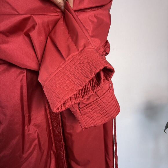 Vintage 80s Full Length Red Nylon Raincoat | Removable Quilted Liner, J Gallery - Picture 8 of 11